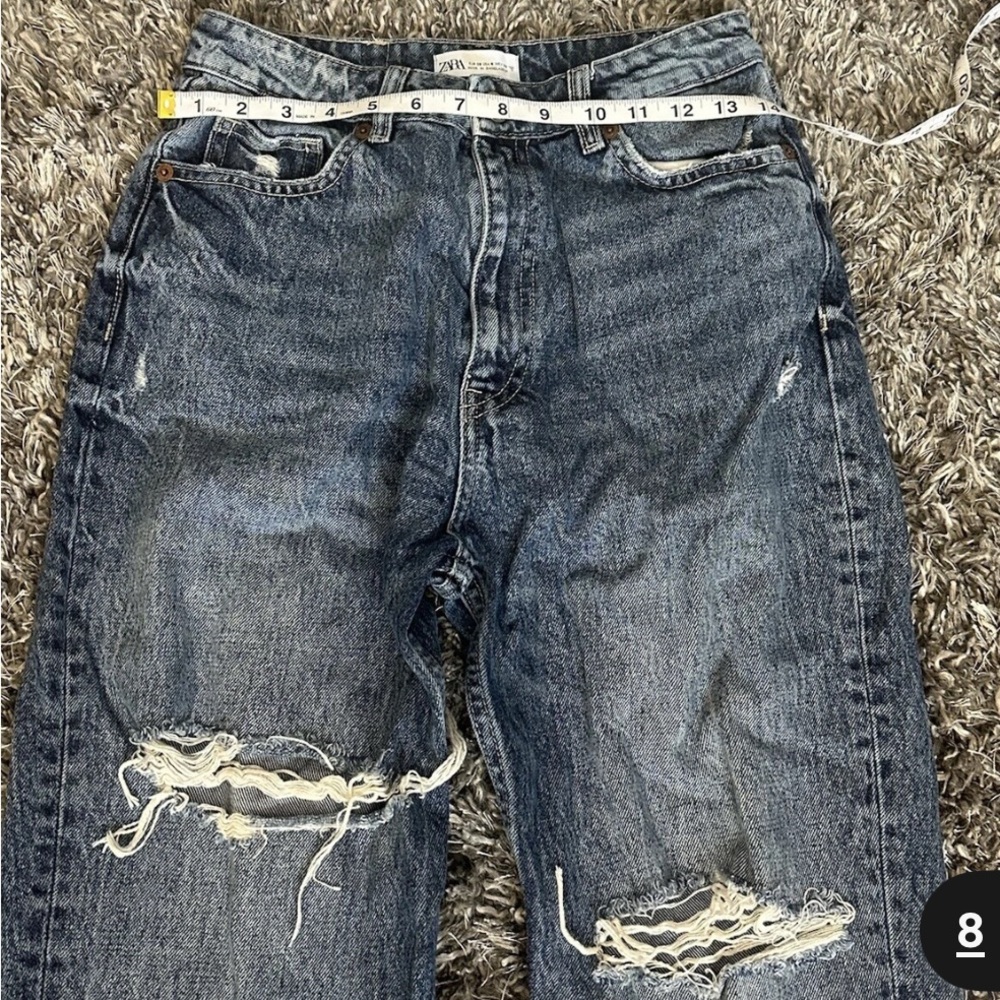 Zara High Rise Waisted Jeans Women’s Size 6 Distressed Blue - Picture 6 of 6